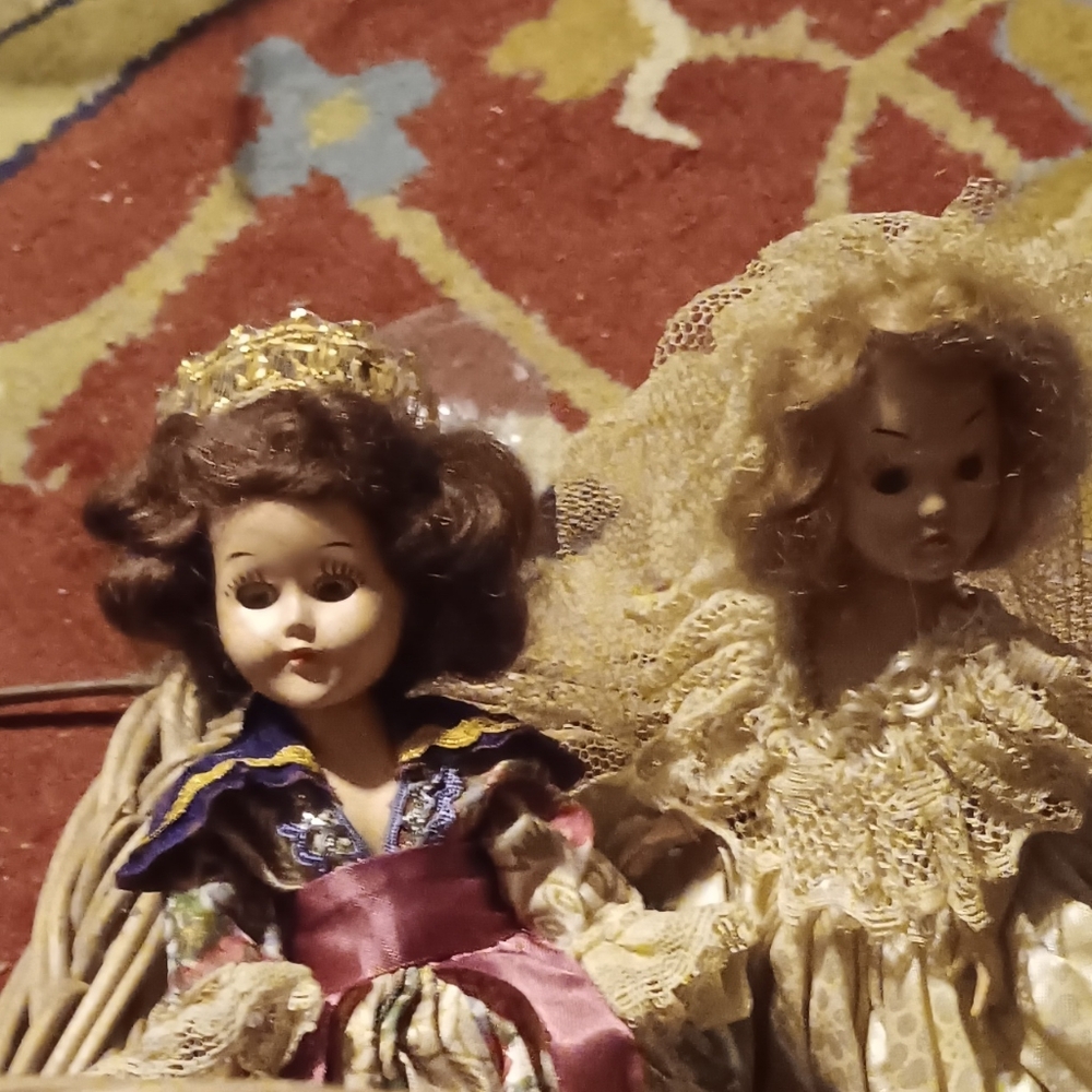 Porcelain Dolls with Lace and Floral Dresses